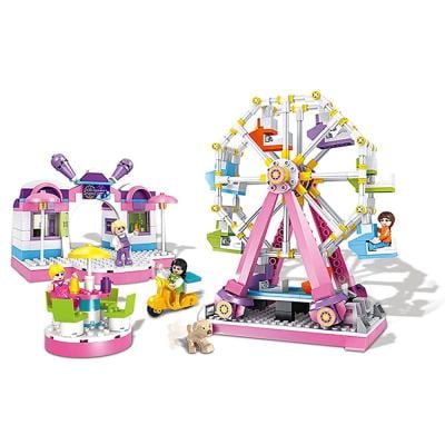 Hexar 20210084 Girls Building Set 610 Pieces Amusement Park Stage Carnival Building Kits with 4 Mini Dolls Girls Friends Building Blocks