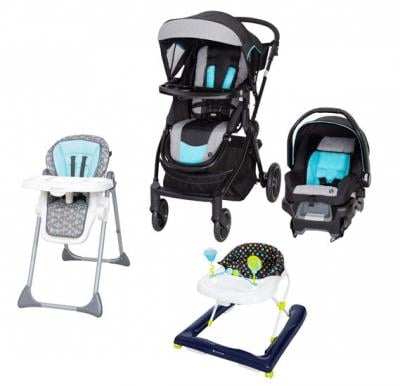 BabyTrend City Clicker Pro Travel System & Sit Right High Chair Straight N Arrow & Trend 2.0 Activity Walker, CWTB03585