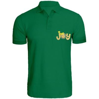 BYFT 110101009655 Holiday Themed Embroidered Cotton T Shirt Gingerbread Joy Personalized Polo Neck T Shirt Green Medium
