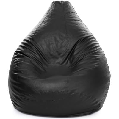 Luxe Decora LDBBNBL90 Faux Leather Bean Bag with Filling Black