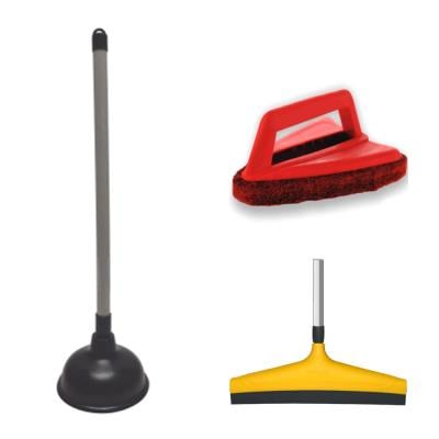 Combo Offer Classy Touch CT-0123 Plunger Black and Grey, Classy Touch CT-1174 Ezee Scrubber Red, Classy Touch CT-1173 Star Wiper Yellow