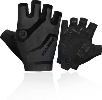 ROCKBROS Non-Slip Shock Absorbing Training Half Finger Cycling Gloves Extra Large-Black