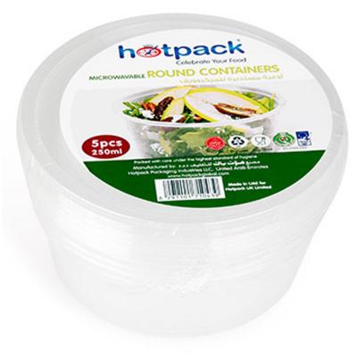 Hotpack Microwave Container Round 250ml, 5 Piece - HSMMP250