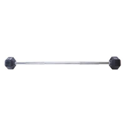TA Sports Rubber Hex Barbell with Straight Bar 15Kg Black
