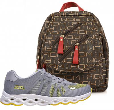 2 in 1 Fashion Womens Fashion Bundle, SKL Non Stop Ladies Sports Shoe, Gray, Ladies Back Pack Bag Assorted -233201