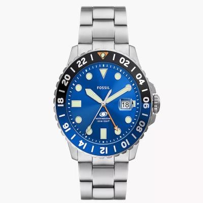 Fossil FS5991 Blue Gmt Analogue Stainless Steel Watch