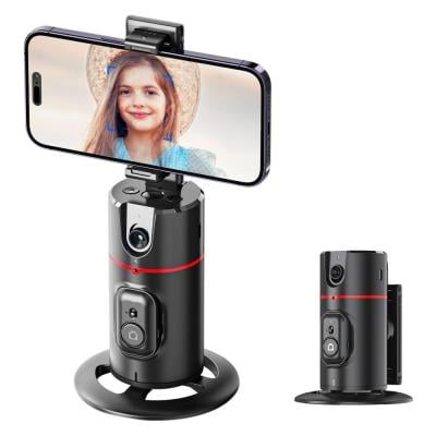 P02 Auto Face Tracking Phone Holder Foldable & AFARER 360° Rotation face Tracking Tripod Phone Mount, Face Body Rotating Gesture Control, Upgraded Moving Tripod 180°fold for Vlog, Tiktok, Video Call