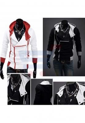 Mens Fashion Casual Slim Cardigan Assassin Creed Hoodies Black 2461, Size M