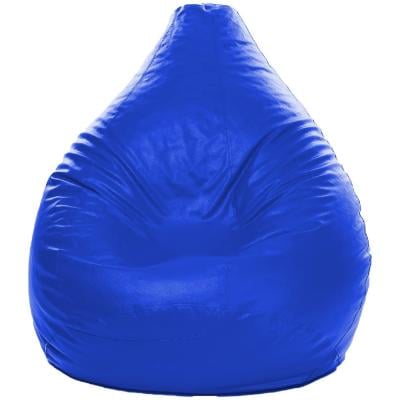 Luxe Decora LDBBNRB80 Faux Leather Bean Bag with Filling Royal Blue