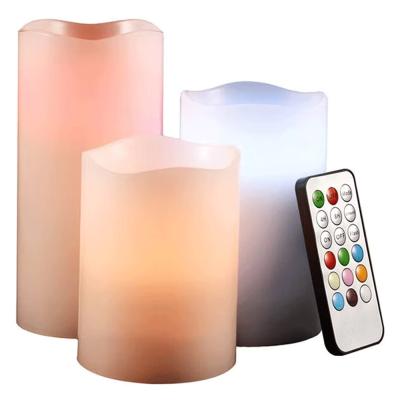 3 Piece Real Wax Flameless Candles With Remote Control Cream 6x5x4inch