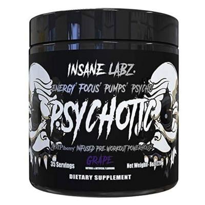 Insane Labz Psychotic Black Edition Pre Workout Powder Grape 35 Serv
