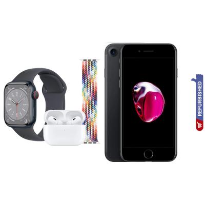 Apple iPhone 7 128GB Storage 4G LTE Black Refurbished + Free Smart Watch and Airpod