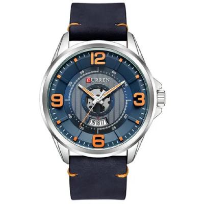 Curren 8305 Round Leather Wrist Watch Blue