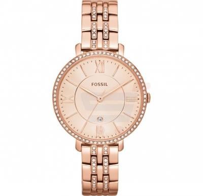 Fossil Jacqueline Rose Gold Dial Stainless Steel Band Watch For Women - ES3546