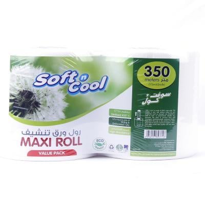 Soft n Cool SNCMR1TW175VP Toilet Maxi Roll Twin Value Pack 350 Mtr x 3Pkts White