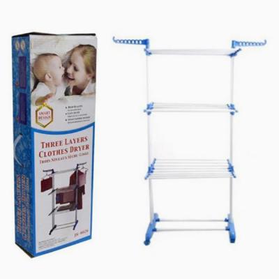 Icome 3Tier Stainless Laundry Organizer Folding Drying Rack Clothes Dryer Hanger Stand Multicolour