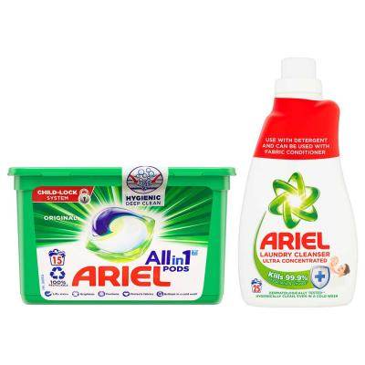 Ariel Original Pods 15s and Ariel Laundry Cleanser 1L