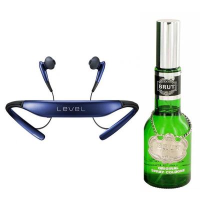 2 in 1 Offer Level Wireless Bluetooth Neckband Headset with Mic and Faberge Brut For Men EDT 100ml, 70730023600