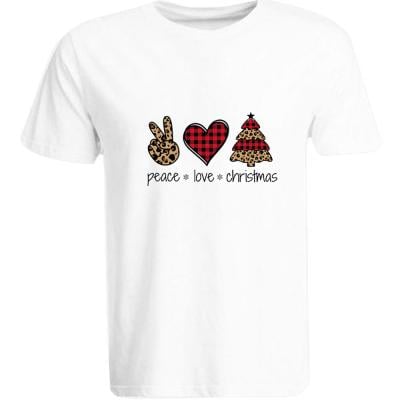 BYFT 110101009773 Holiday Themed Printed Cotton T-Shirt Peace Love Christmas Unisex Personalized Round Neck T-Shirt White Medium
