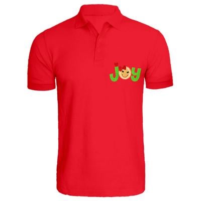 BYFT 110101009661 Holiday Themed Embroidered Cotton T Shirt Gingerbread Joy Personalized Polo Neck T Shirt Red Medium