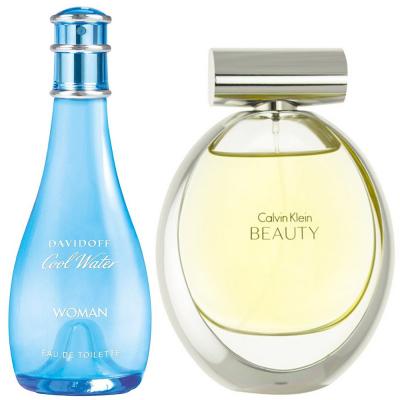 2 in 1 Perfume Pack for Ladies, Calvin Klein Beauty Perfume 100 ML and Davidoff Coolwater Women 100 ML