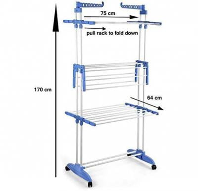 Heavy Duty 3 Layer Double Pole Laundry Drying Stand