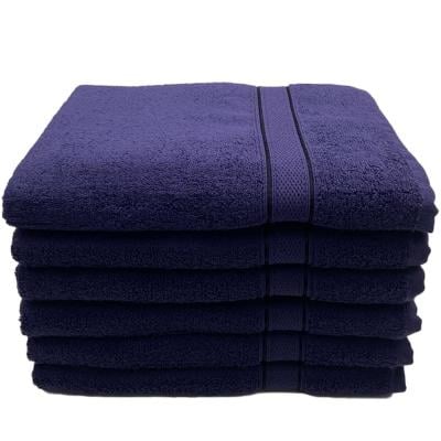 BYFT 110101007968 Daffodil - Bath Towel 70x140 cm - Set of 6 - Navy Blue - 100% Cotton