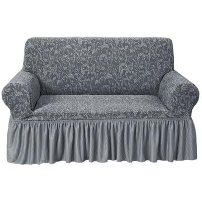 Fabienne CC77GREY Jacquard Fabric Stretchable Two Seater Sofa Cover Grey