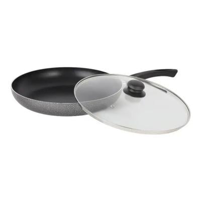 Royalford RF11974 Non Stick Fry Pan with Tempered Glass Lid Black