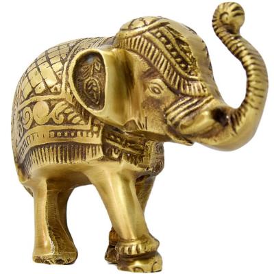 AJTC Antique Brass Mini Elephant Decor Statue Figurines for Animal Sculpture of Good Luck, 902B