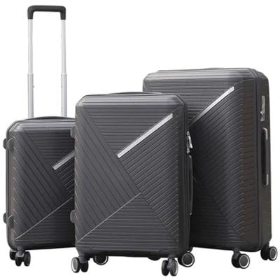 Custom Luggage Hard Case Trolley Bag 3 Pcs Set 20, 24 and 28 Advanced PP Black