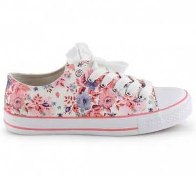 حذاء سنيكرز للمشي من اوكو | أبيض مع زهور وردية | قياس-38