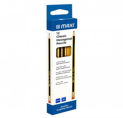 Maxi 12 Classic Black Lead Hexagonal Pencils MX-2020HHB-4