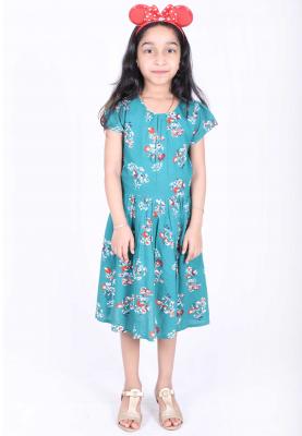 Tradinco Girls Short Frock Blue with Flowers