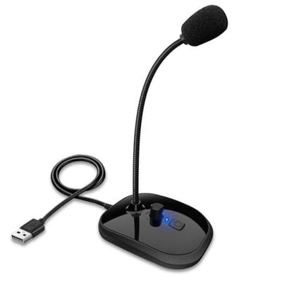 SK-30 USB Desktop Microphone with Mute Button Volume Adjustment Plug and Play Condenser for Laptop Computer PC 360 Gooseneck Design for Recording Gaming