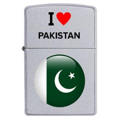 Zippo CI412703 I Love Pakistan Design Windproof Lighter Satin Chrome