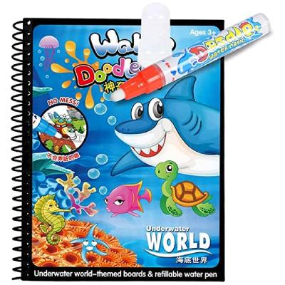 Cartoon Water Coloring Magic Book Reusable Painting Cartoon Coloring Book With Water Pen For Toddlers and Kids