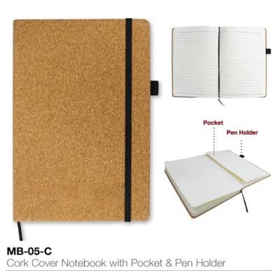 Cork cover Notebook With Pocket And Pen Holder. A5 size, MB-05-C