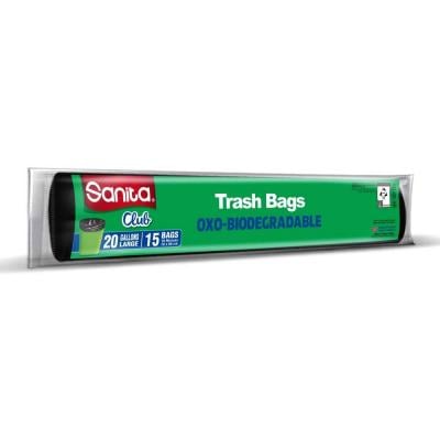 Sanita Club Biodegrdable Trash Bags 20 Gallons 15 Bags Black