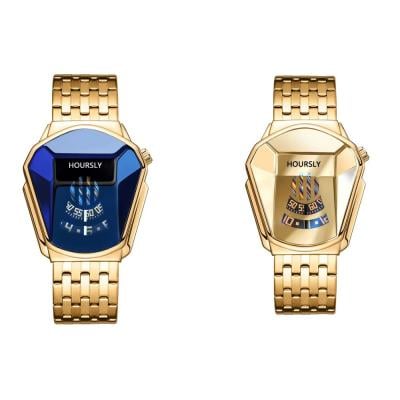2 in 1 Luxury Fashion Unisex Watch With Waterproof Gold With Blue and Gold