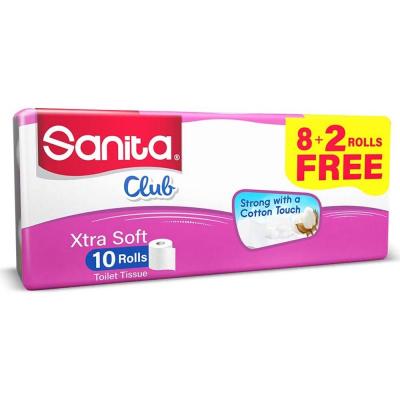 Sanita Club Toilet Tissue Embossed Pack Of 10 Rolls 2 Ply White