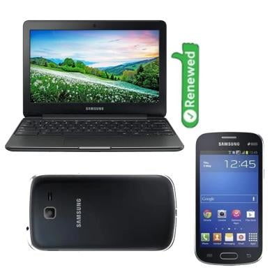 Samsung Chromebook XE500C13- 11.6 inch Celeron 4GB 16GB SSD Black -Renewed and Samsung Galaxy Trend Mobile 2GB Storage Assorted Color Refurbished