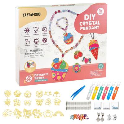Eazy Kids EZ_DIYCP_DESE DIY Crystal Pendant Making and Coloring Set XL Dessert