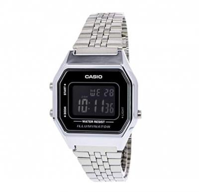 Casio LA-680WA-1BDF Ladies Mid Size Silver Digital Retro Watch