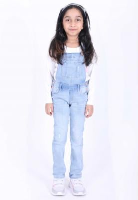 Tradinco Girls Denim Dungaree and T-Shirt Blue With White