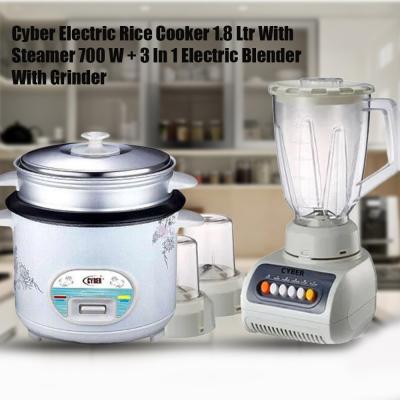 2 In 1 Cyber 3 In 1 Electric Blender With Grinder White, CYB-999BS And Cyber Electric Rice Cooker 1.8 Ltr With Steamer 700 W CYRC-7174, White
