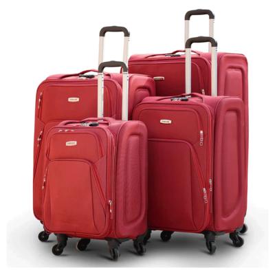 Lightweight Soft Material Luggage 4 Pcs 4 Wheels  Jian Set Of 20, 24, 28, 32 Inches  Red 