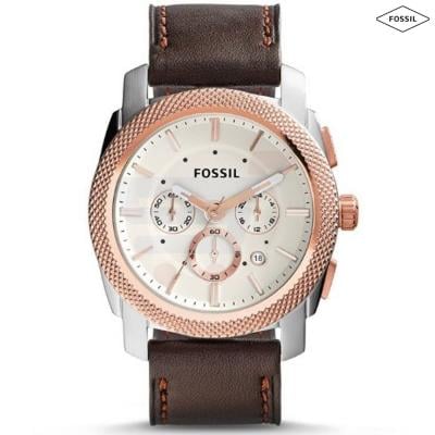 Fossil Machine Analog Leather Band Watch for Men - FS5040