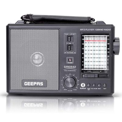 Geepas GR6842 Rechargeable Radio 10 Band AC-DC, USB, SD, MP3, BT1X10