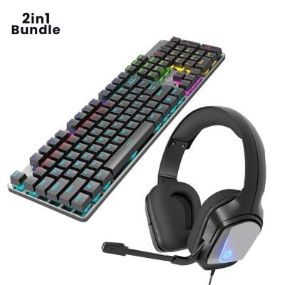 2 in 1 HP GK100F Wired Mechanical Gaming Keyboard Black & HP H220 Wired Over-ear Gaming Headset.
